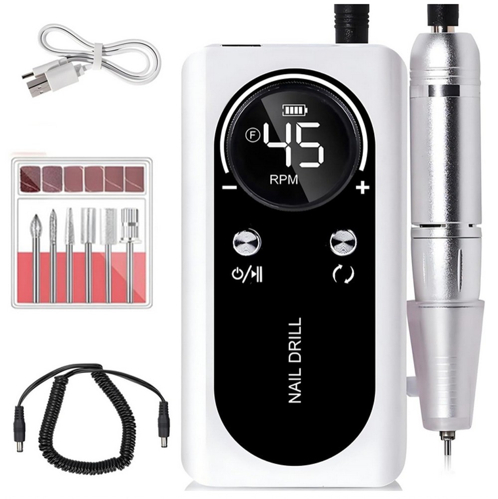 45000RPM Electric Portable Nail Drill Machine Rechargeable Low Noise Sander File