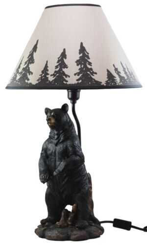Large Standing Black Bear Surveyor Arkadius Desktop Table Lamp Decor Figurine