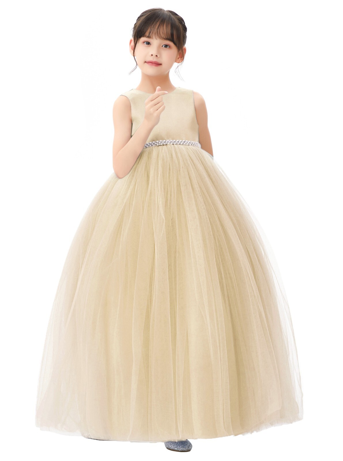 Tulle Flower Girl Dress V-Back Dresses Princess Gown Ball Gowns Tulle Dresses
