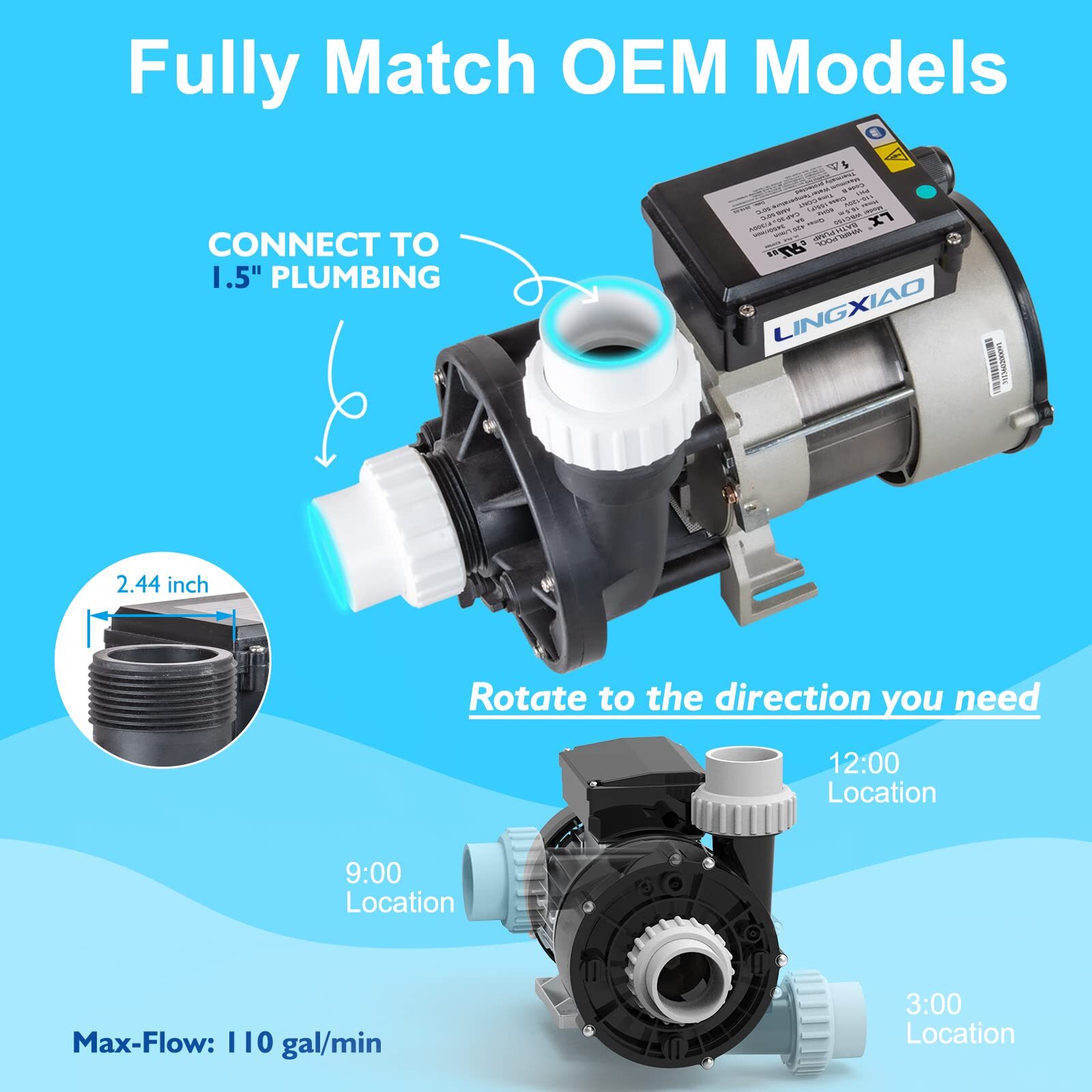 Lingxiao Pump WBC150 Pump Bath LX WBC 9.0A, 115v, 1.5"