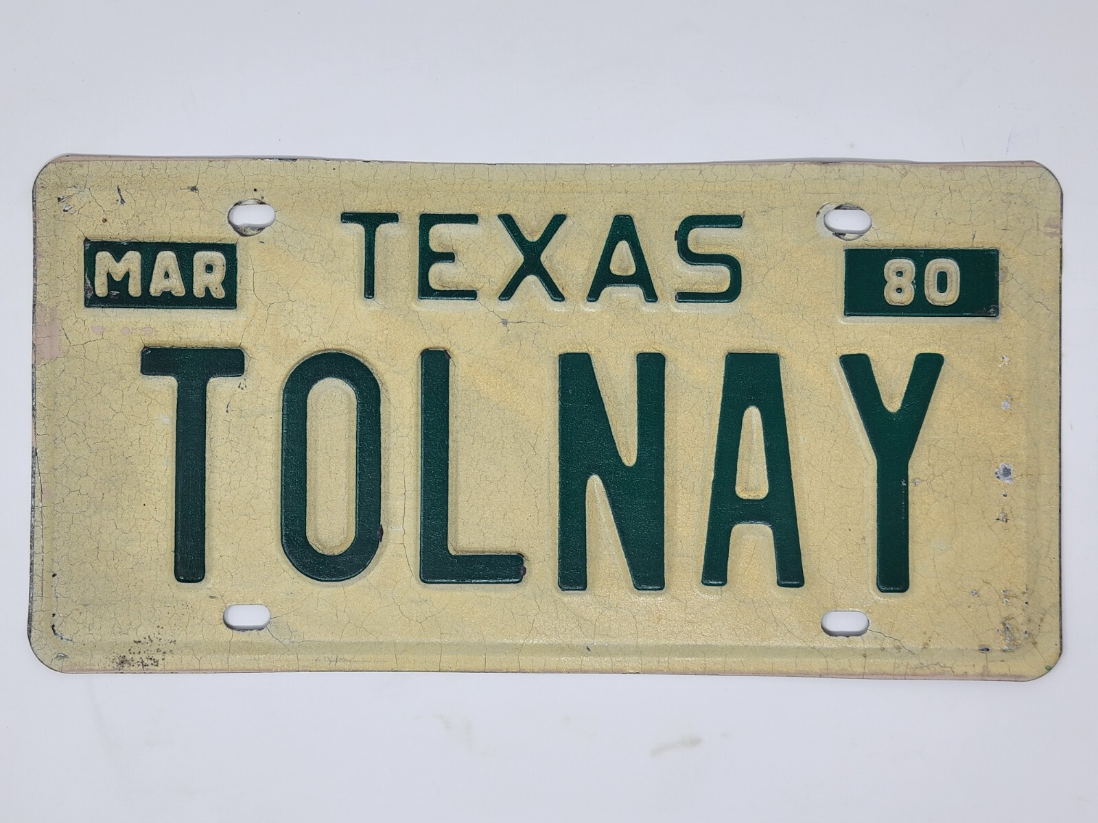 Set of (5) 1970s & 1980s Texas Vanity License Plates - TOLNAY - Vintage