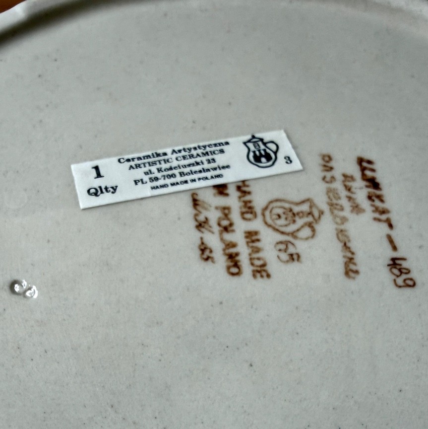 1999 Polish Pottery Fluted Bowl 11" Ceramika Artystyczna Multi-Color UNIKAT