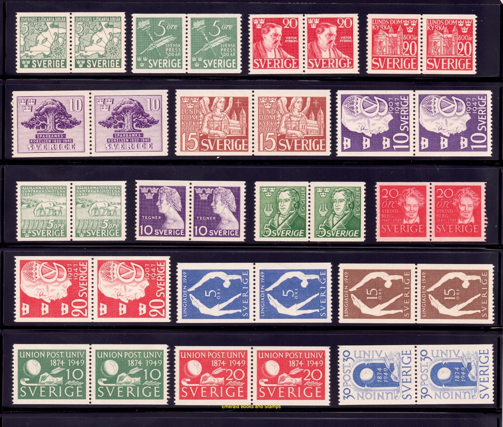 EBS Sweden 1944-1949 - Lovely Mint Pairs Collection - MNH**