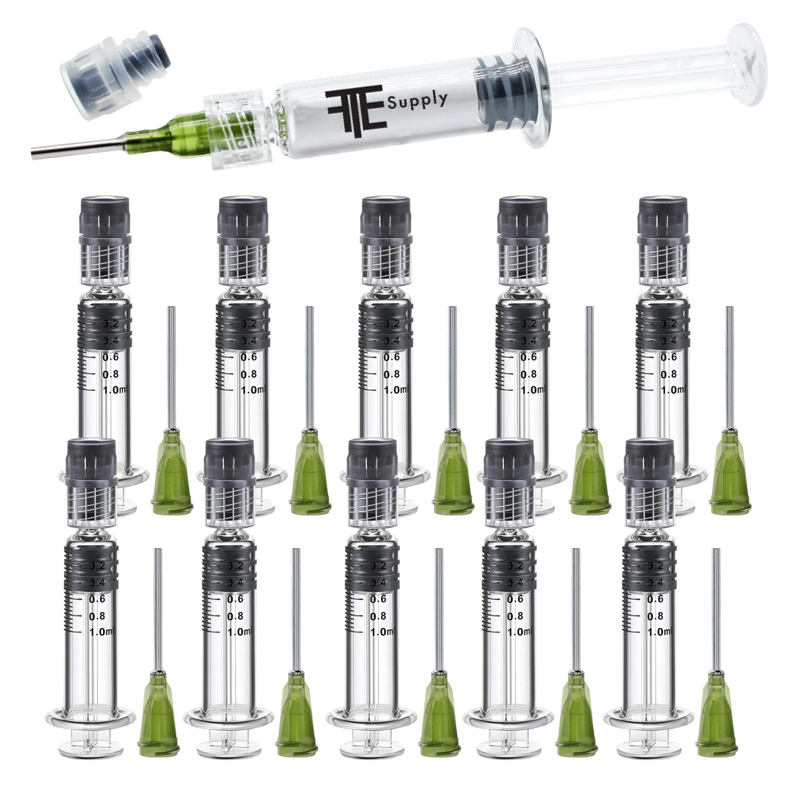 10 pack 1ml Luer Lock Syringe Shatter & Heat Resistant, Borosilicate Glass