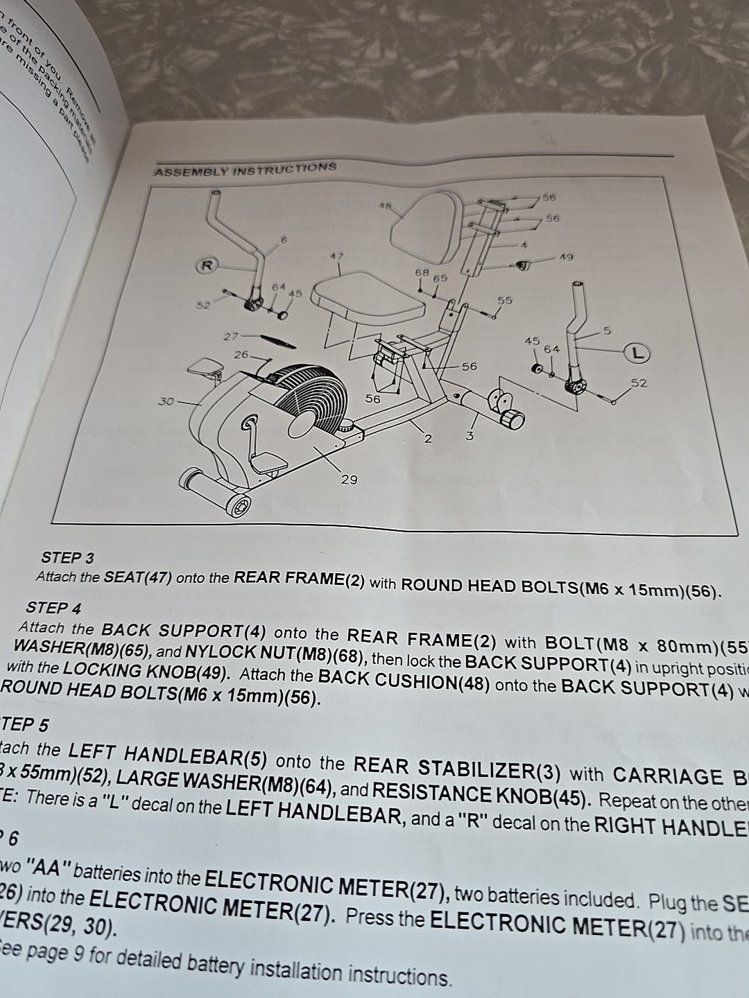 Owner's Manual for Stamina 4655 Recumbent Air Bike.