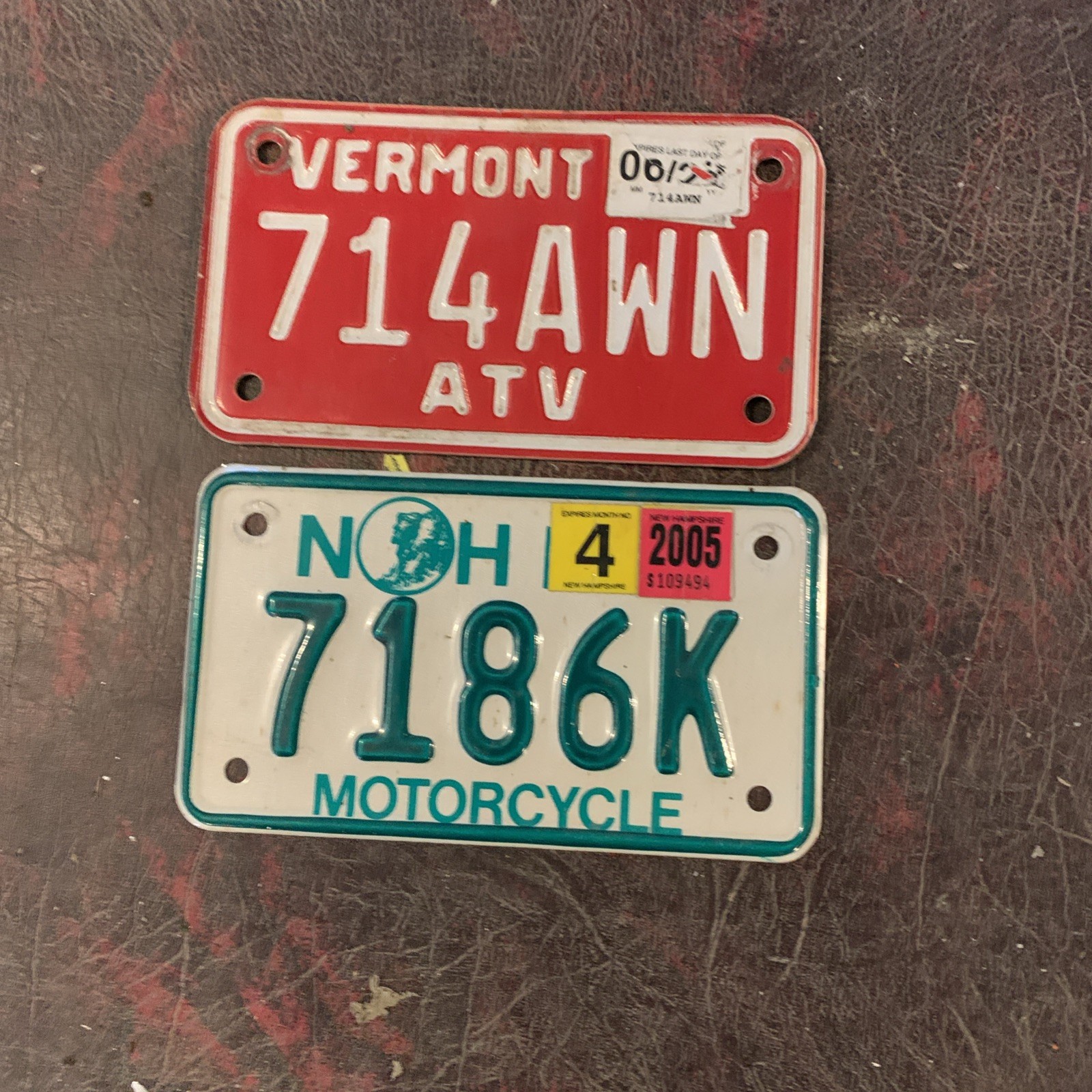 New Hampshire Vermont License Plate Lot Old Man Of The Mountain Motorcycle ATV