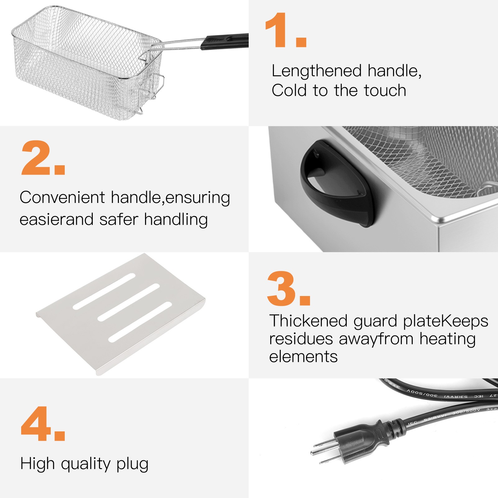 8L Electric Deep Fryer Dual Tank Commercial Restaurant Countertop 5000W With Lid