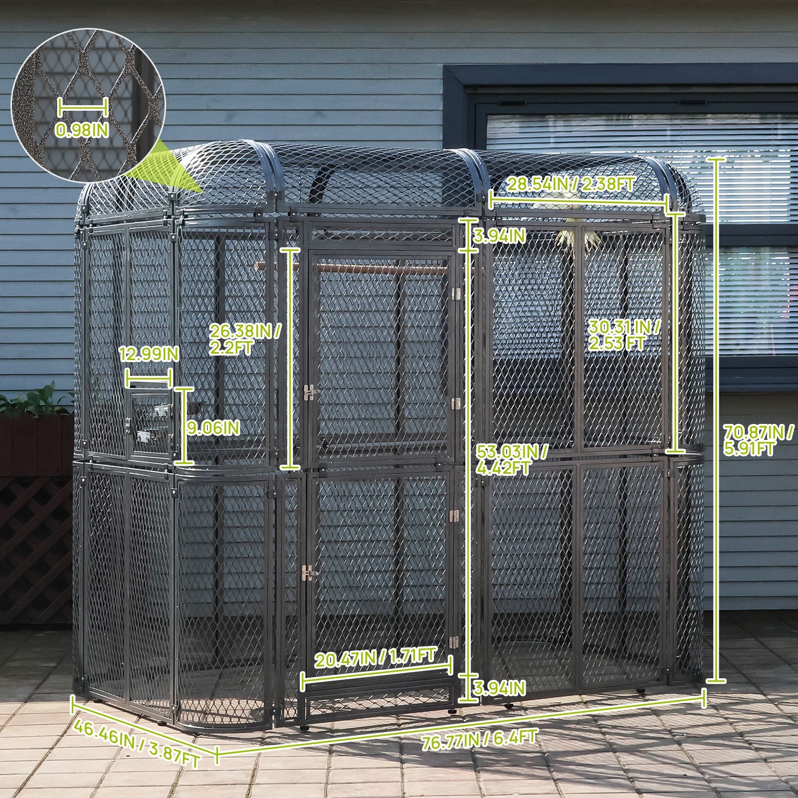 Large Walk-in Bird Cage Aviary for Parrot Macaw Finch Outdoor Metal Enclosure