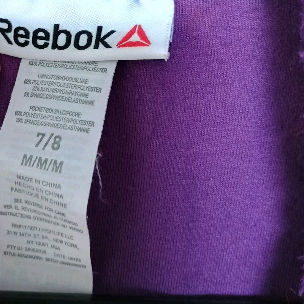 Reebok Fleece Full Zip Jacket Girls Size 7/8 Purple