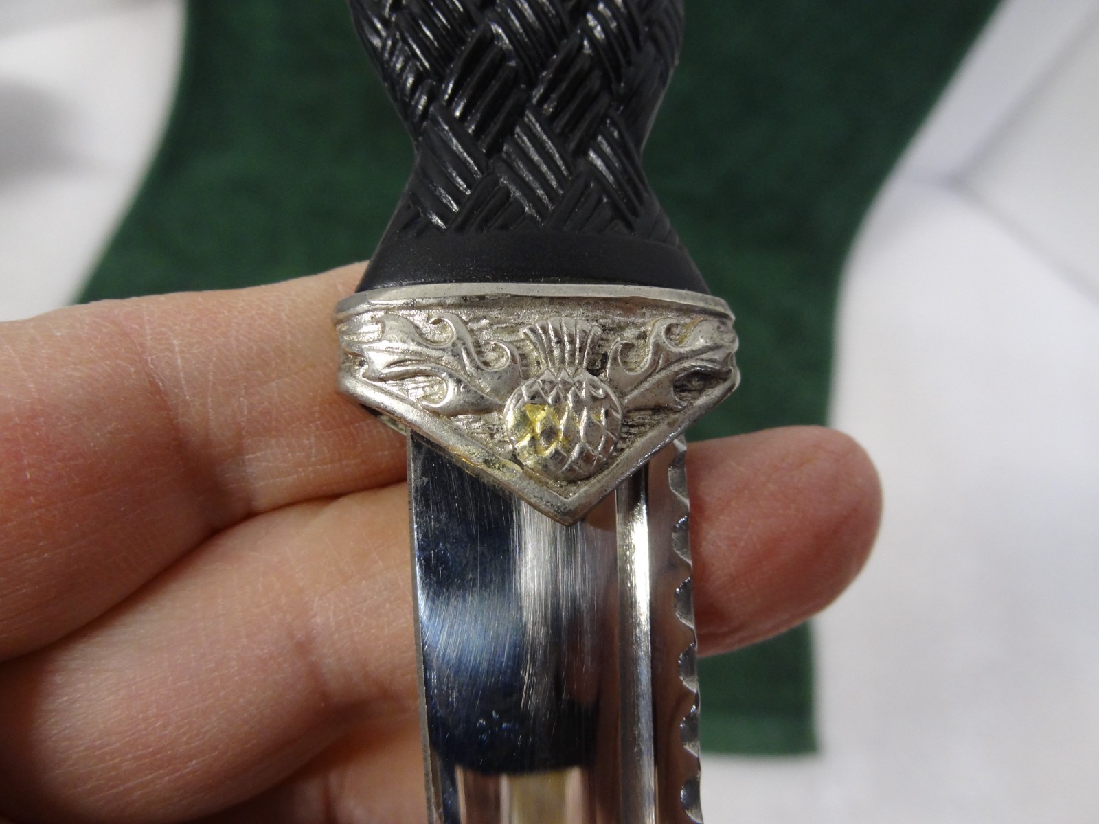 Vintage Scottish Sgian Dubh Kilt Dagger Knife Jewel Top w/ Sheath NIB NEW 7-1/4"