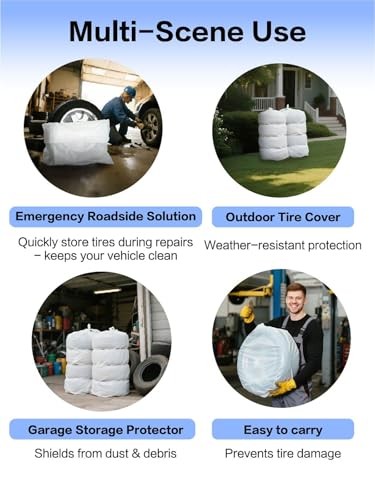 4-Pack tire Storage Bags, Waterproof Tire Covers for Storage & Transport, Tear