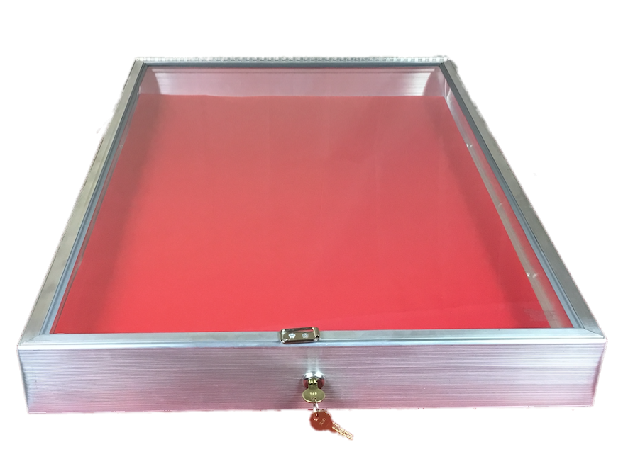 Aluminum Display Case End Opening 22 x 34 x 31/4 Knives Cards Gun with RED LINER