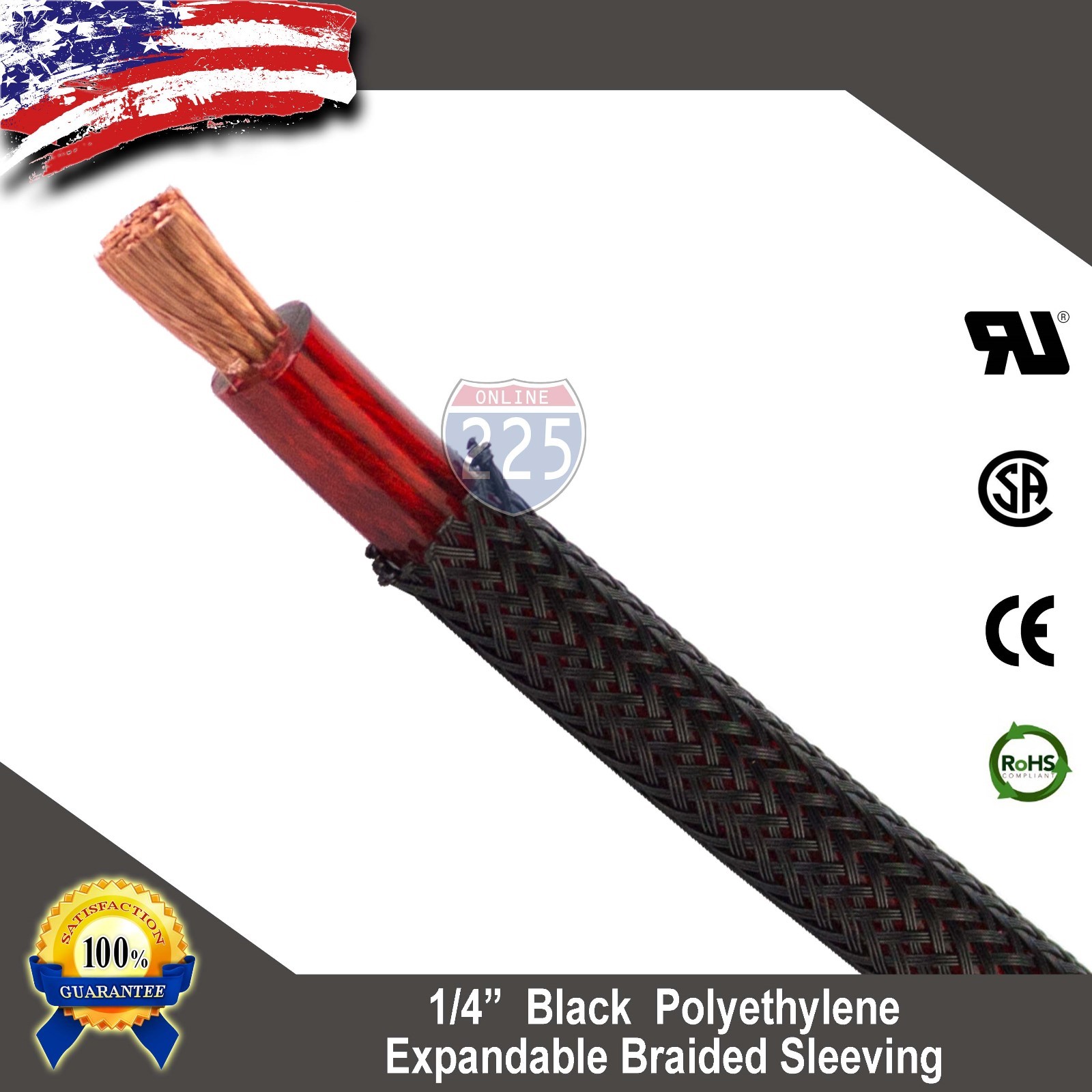50 FT 1/4" Black Expandable Wire Cable Sleeving Sheathing Braided Loom Tubing US