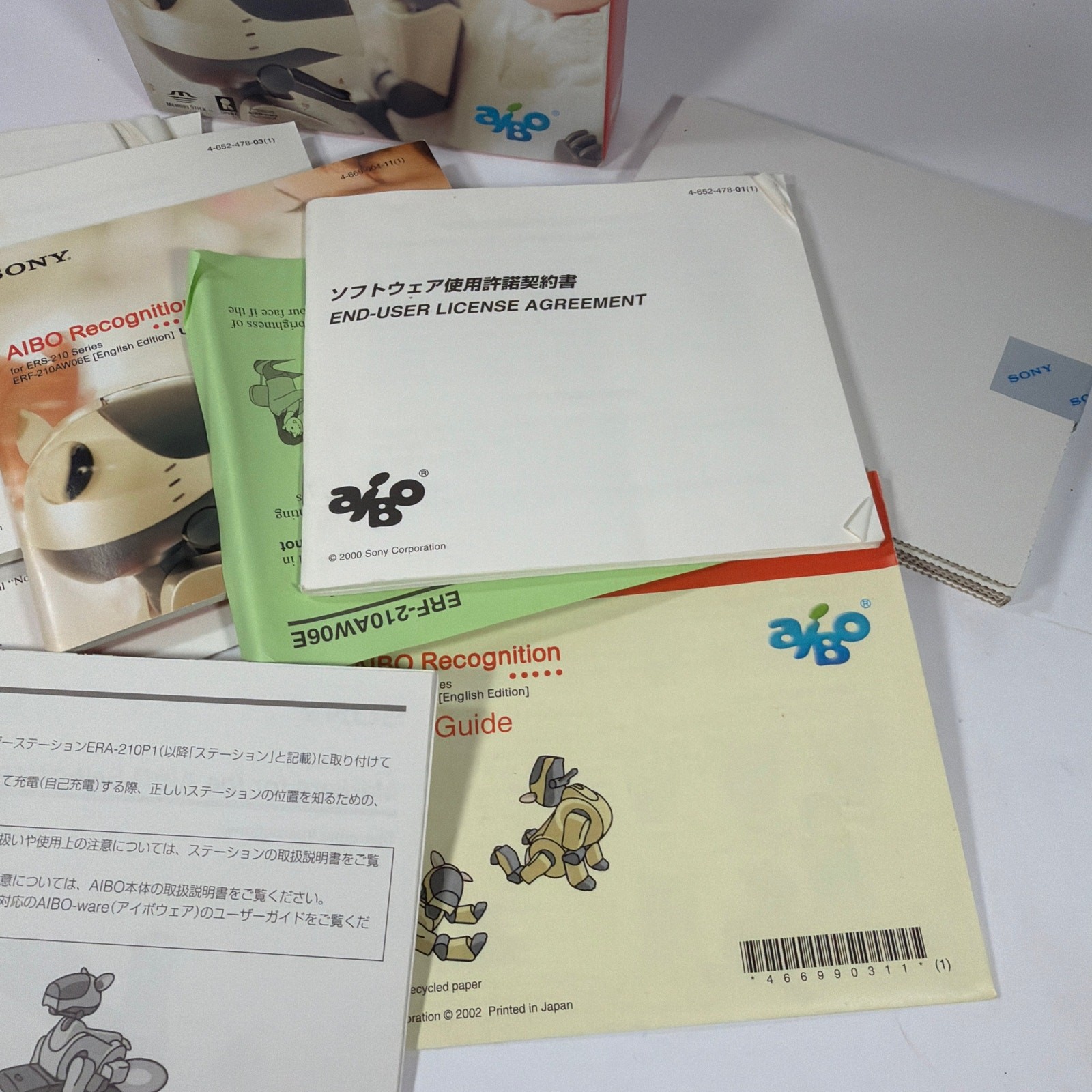 Sony AIBO Recognition ERF-210AW06E Original Box and Manuals Only