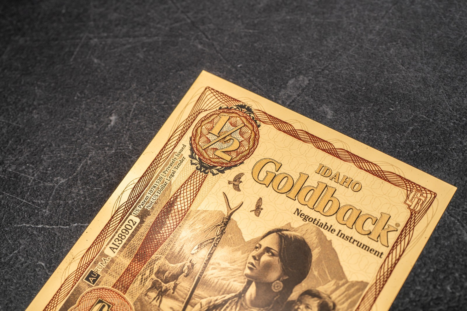 50X - 1/2 IDAHO Goldback Aurum Gold Foil Note 1/2000 oz 24kt .999 Fine PRESALE