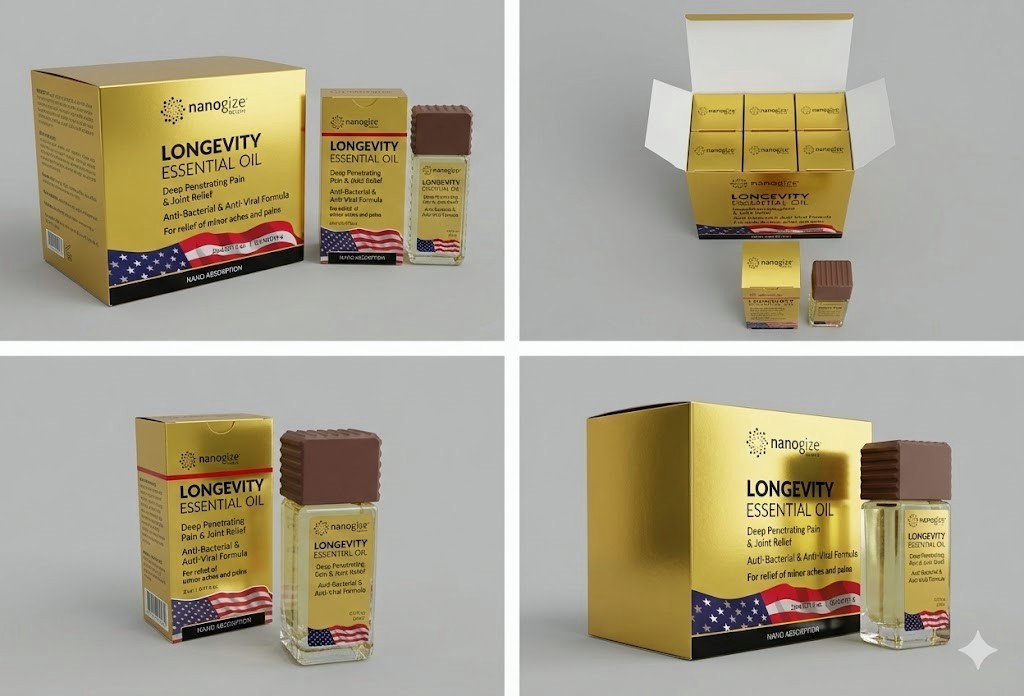 Nanogize Health Longevity Essential Oil 21mL / 0.71oz Deep Penetrating- Box of 6