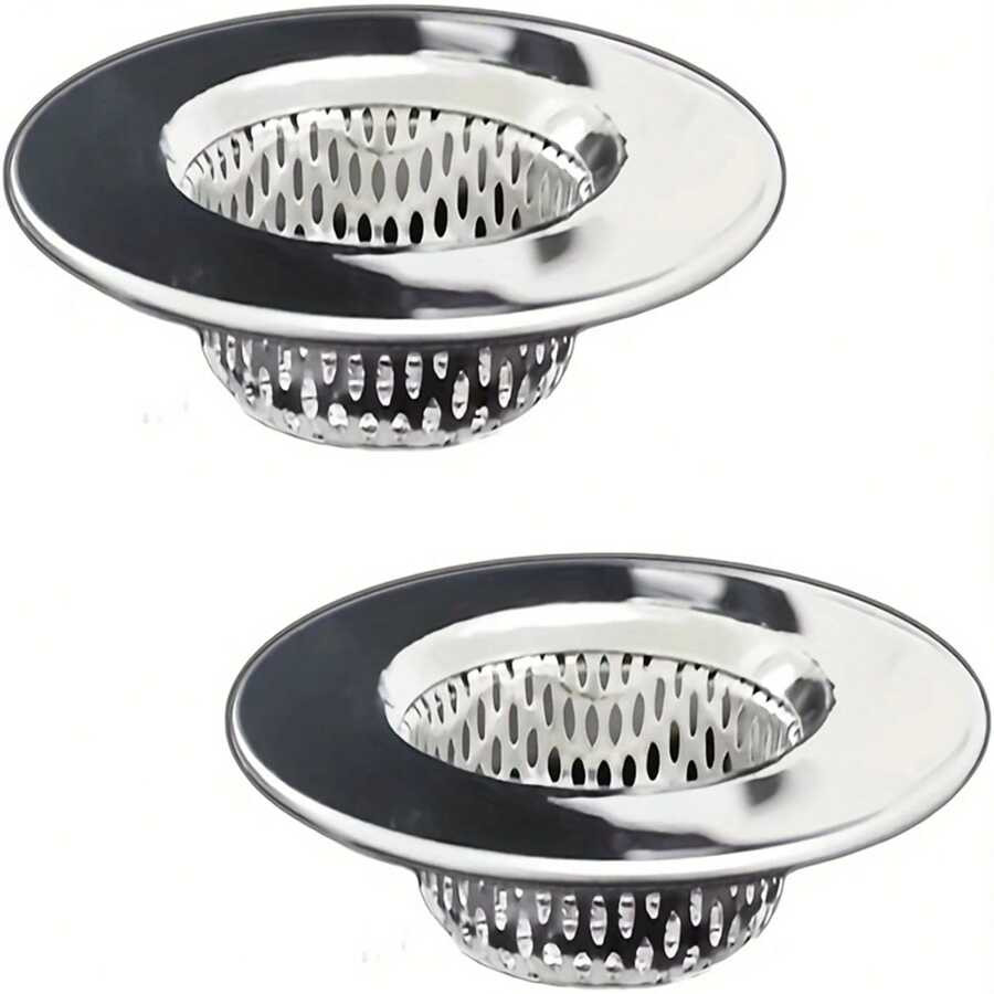 2Pc Bathtub Drain Strainer Hair Catcher Stainless Steel Filter Basket 1.65"-3.0"