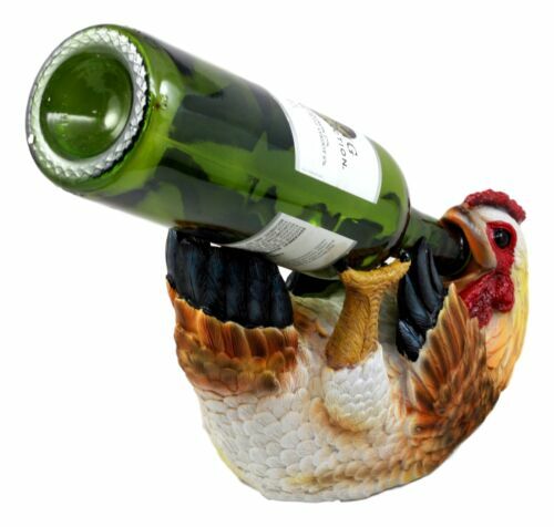 Country Farm Drunken Hen Chicken Wine Holder Bottle Caddy Figurine 9.75" Long