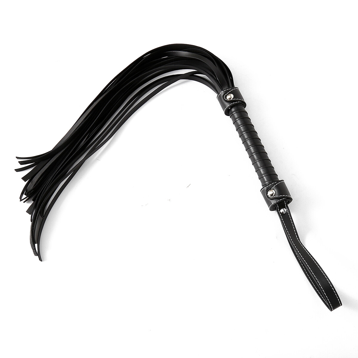 30'' PU Leather Riding Crop Flogger Whip Black Spanking Whip Portable Adult Game