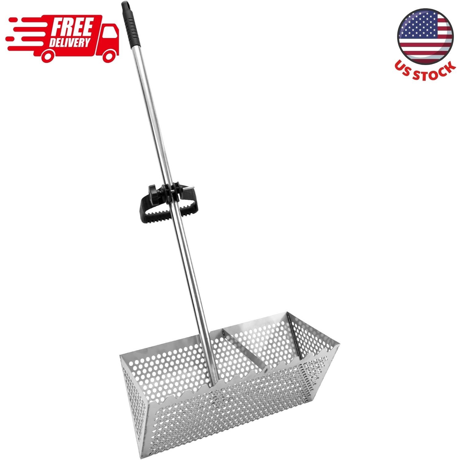 Sand Flea Rake, Durable Rake for Beach Easy to Install Sharp Teeth Wide Basket