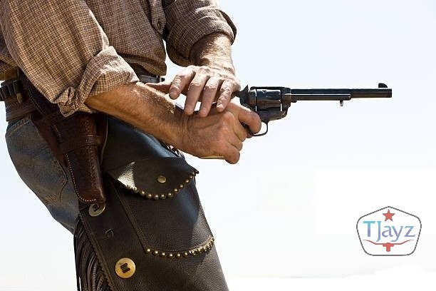 22 Cal USA SELLER SASS Single Holster Gun Belt Drop TOOLED LEATHER Western Rig