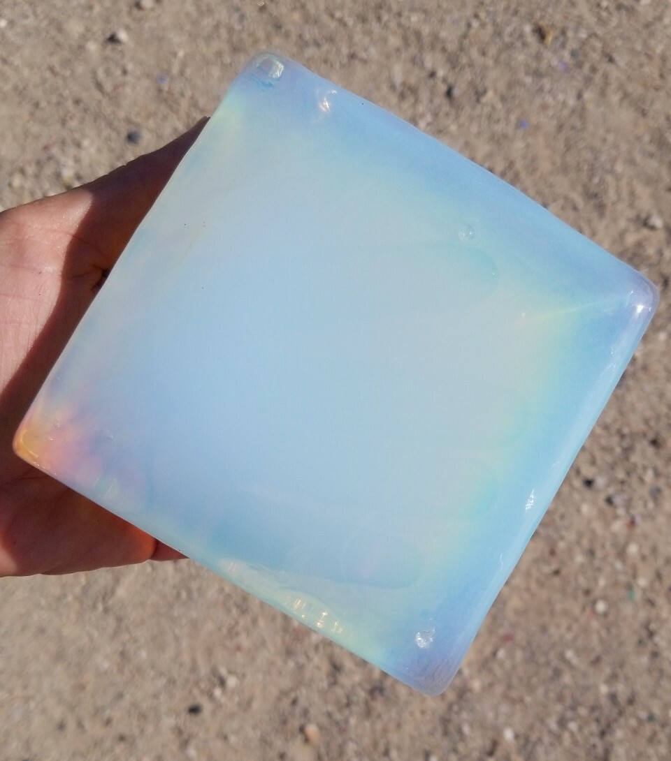 Opal Opalite Glass Tile Chipped Block 4 Slab Flint Knapping Cab 2# Sm.