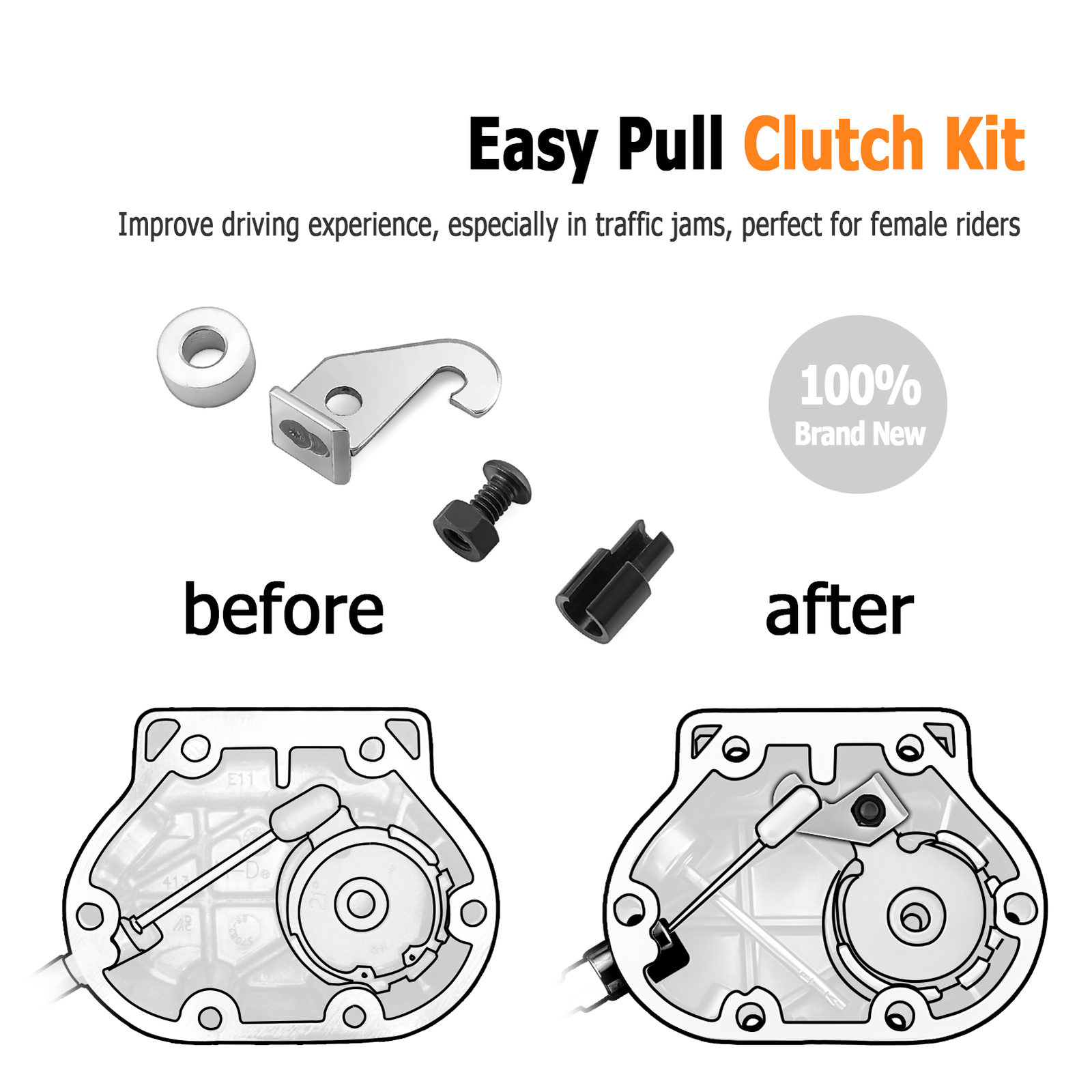 MOFUN E-Z Easy Pull Clutch Kit For Harley Davidson Big Twin Cam Dyna 2000-2017