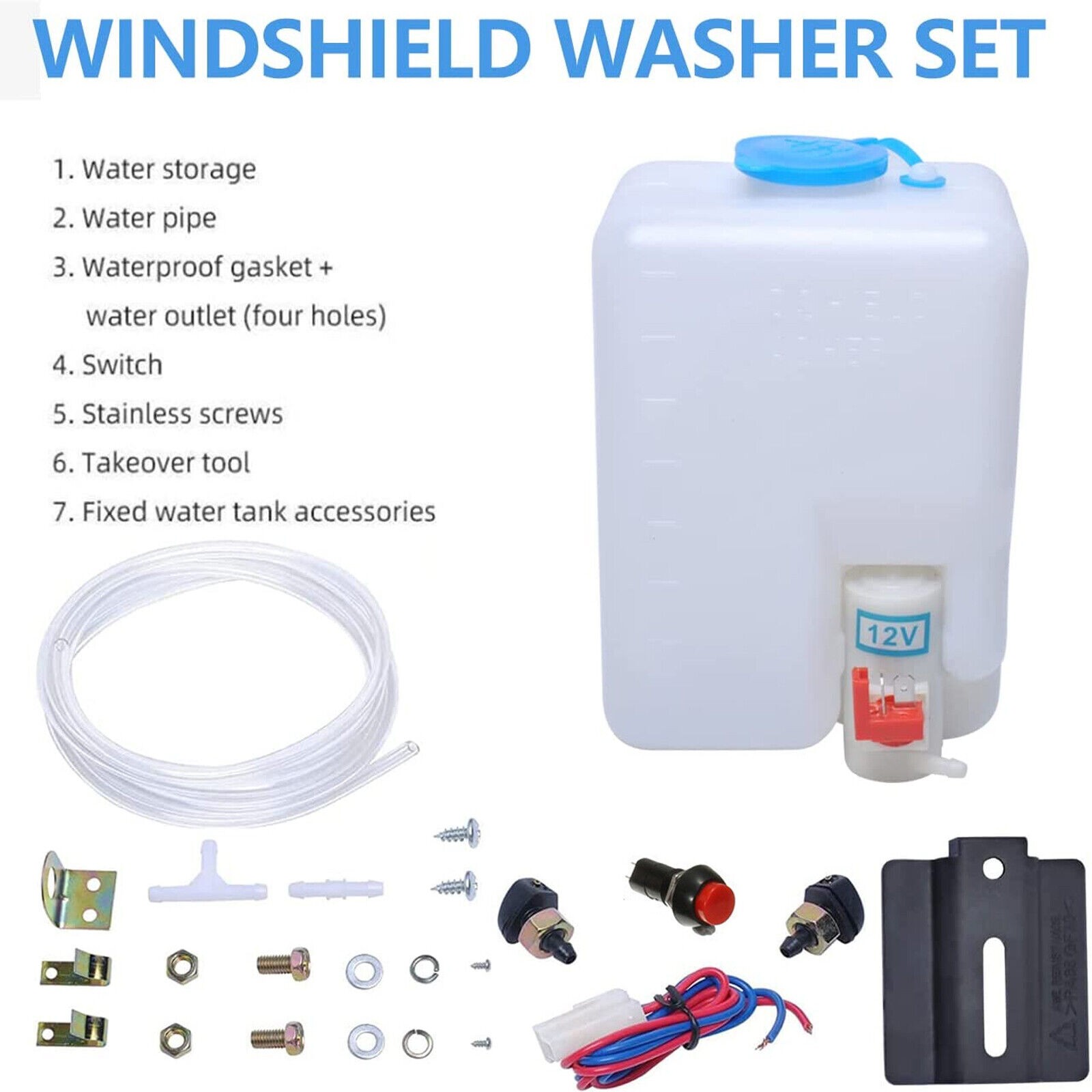 Universal Windshield Washer Pump Reservoir Kit Fluid Reservoir Tank Bottle C0D5
