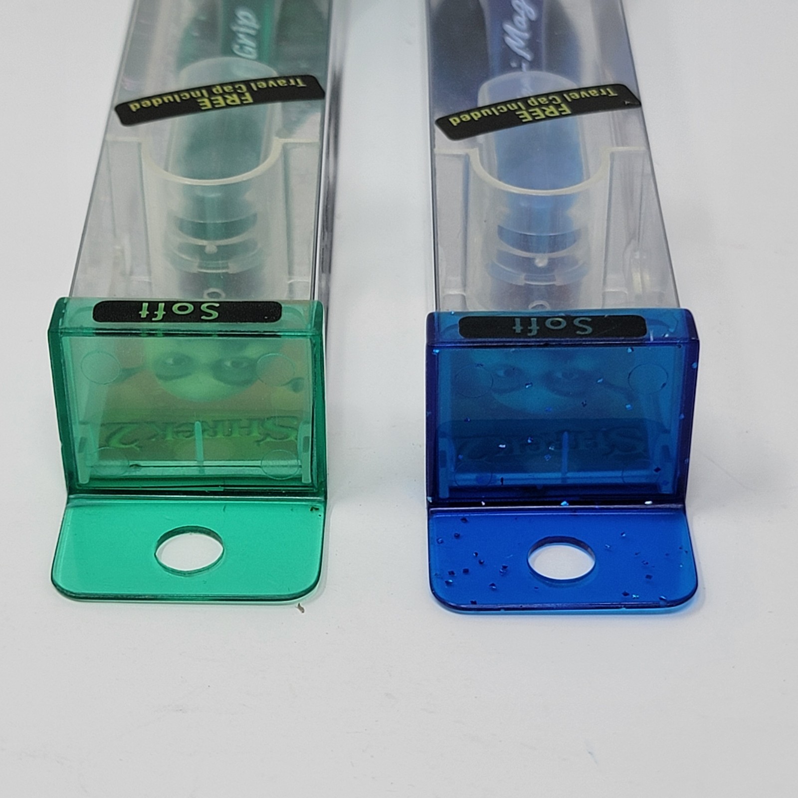 2 Happee Care Shrek 2 Soft Grip Toothbrush + Travel Cap Fiona Donkey Lenticular