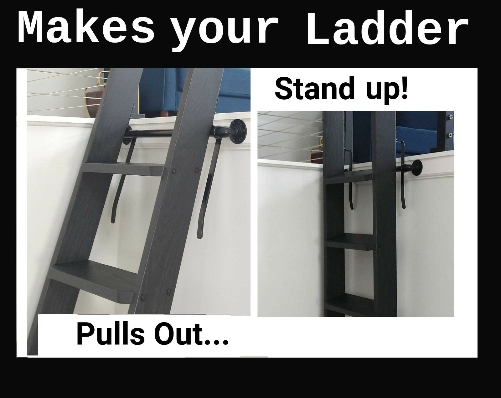 Ladder Hardware Kit - MAKES YOUR LADDER STAND UP! Library Loft Cabin