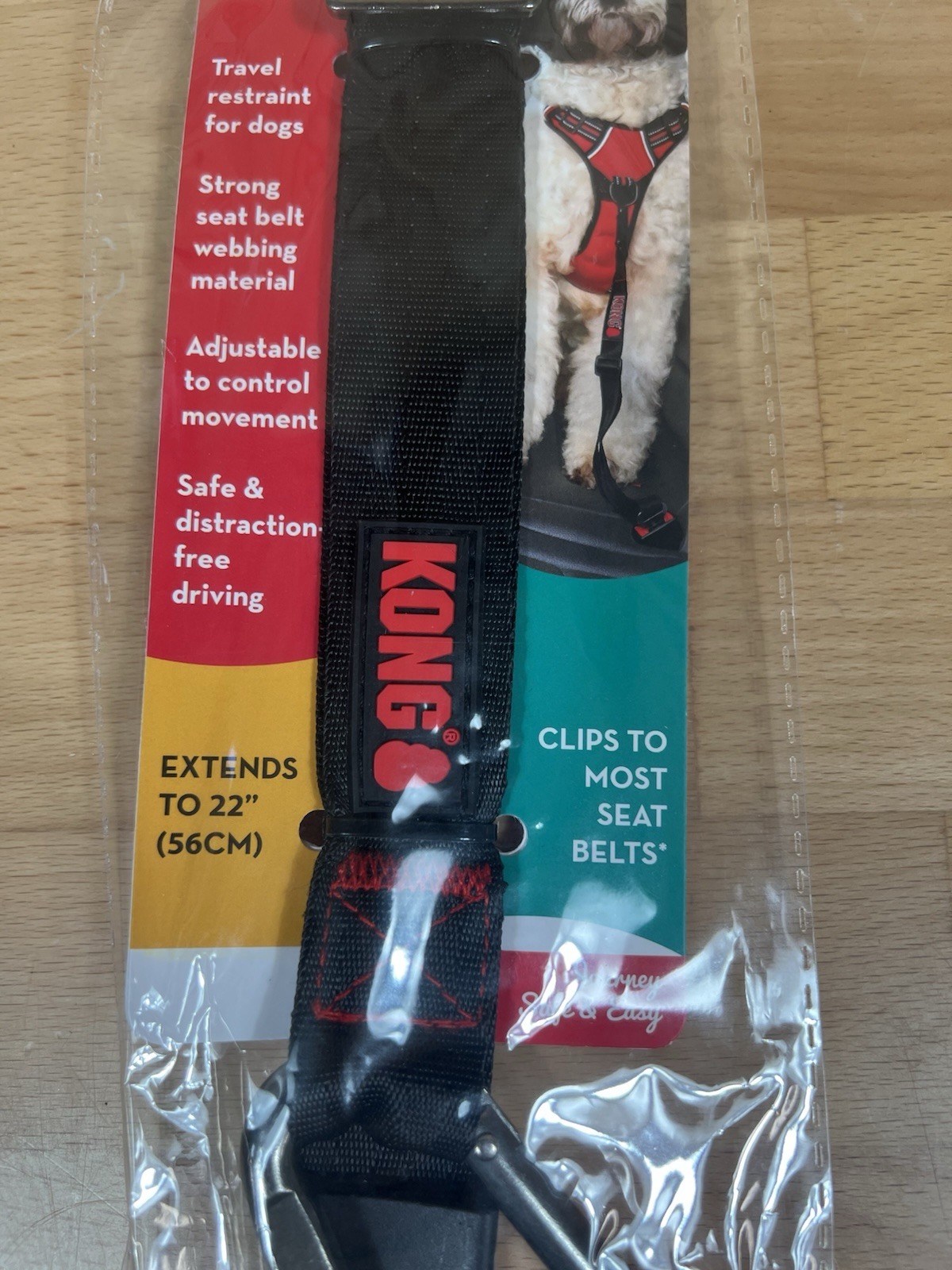 KONG Dog Seat Belt Tether - Attaches to Harness for Safe Travel & Car Rides