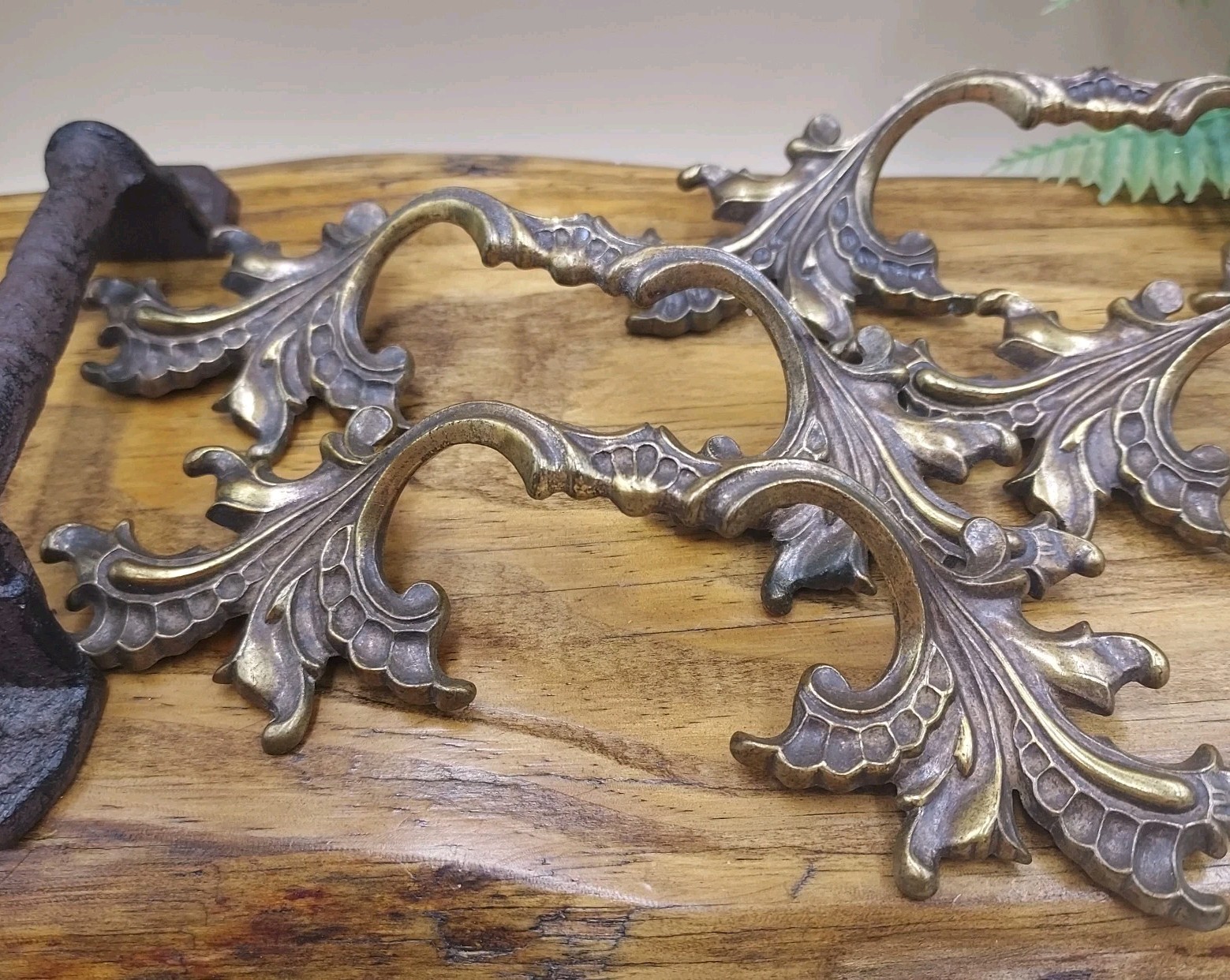 Set of 6 Vintage KEELER Brass French Provincial Drawer Pulls 3.5" Center Holes