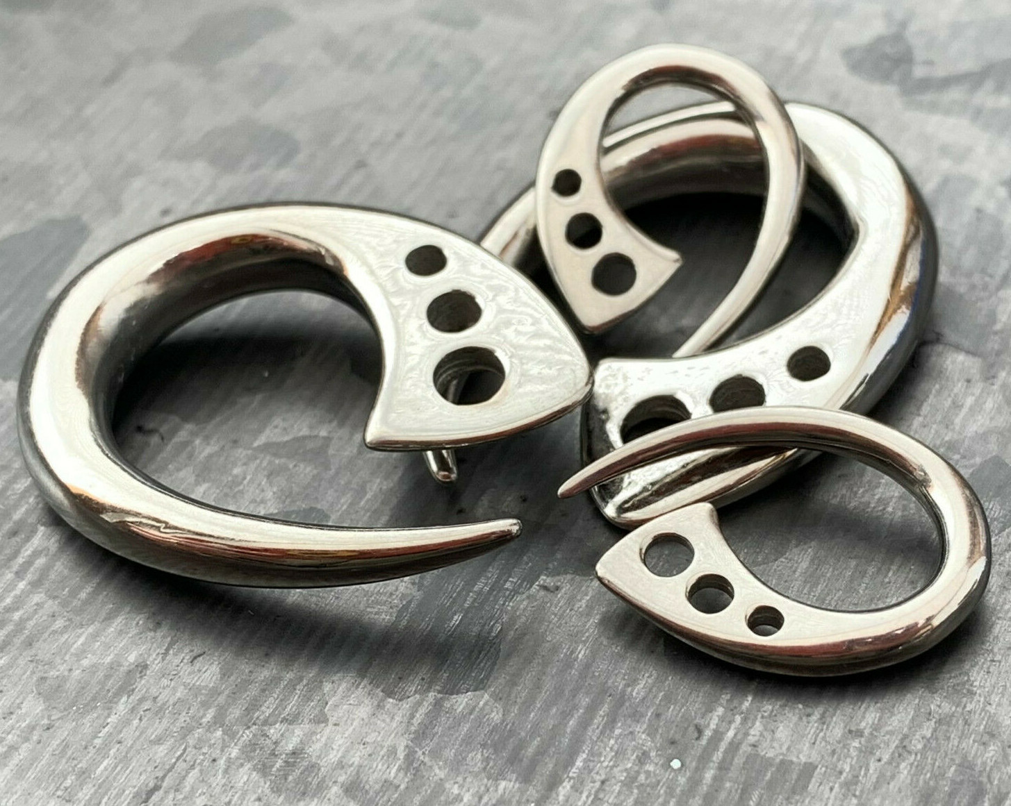 PAIR Surgical Steel Terrestrial Fin Tapers Ear Plug Earring Gauge Lobe Expander