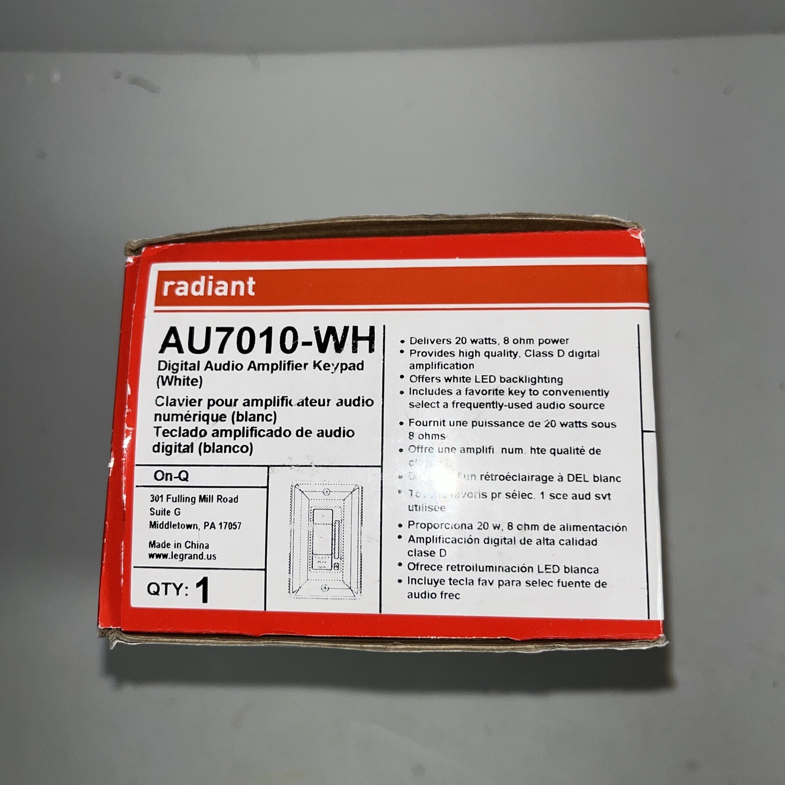 On-Q  Legrand AU7010-WH Digital Audio Amplified Keypad, White