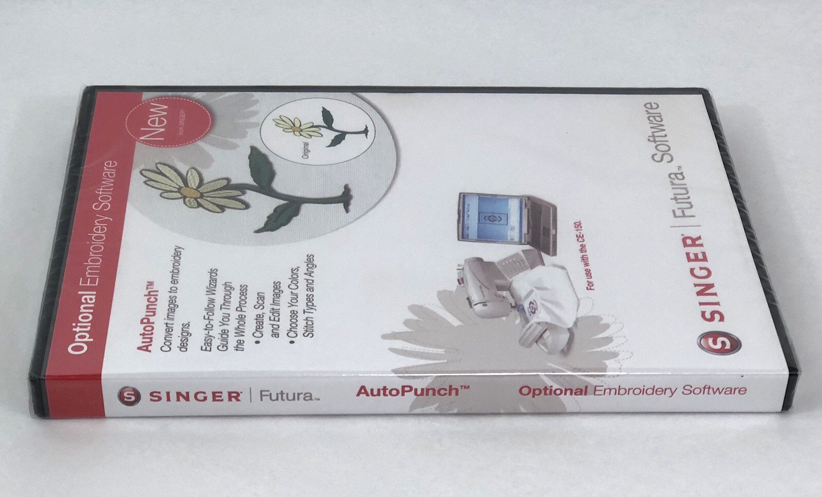NOS SINGER Futura CE-150 AutoPunch Embroidery Software CD w/Printable Manual