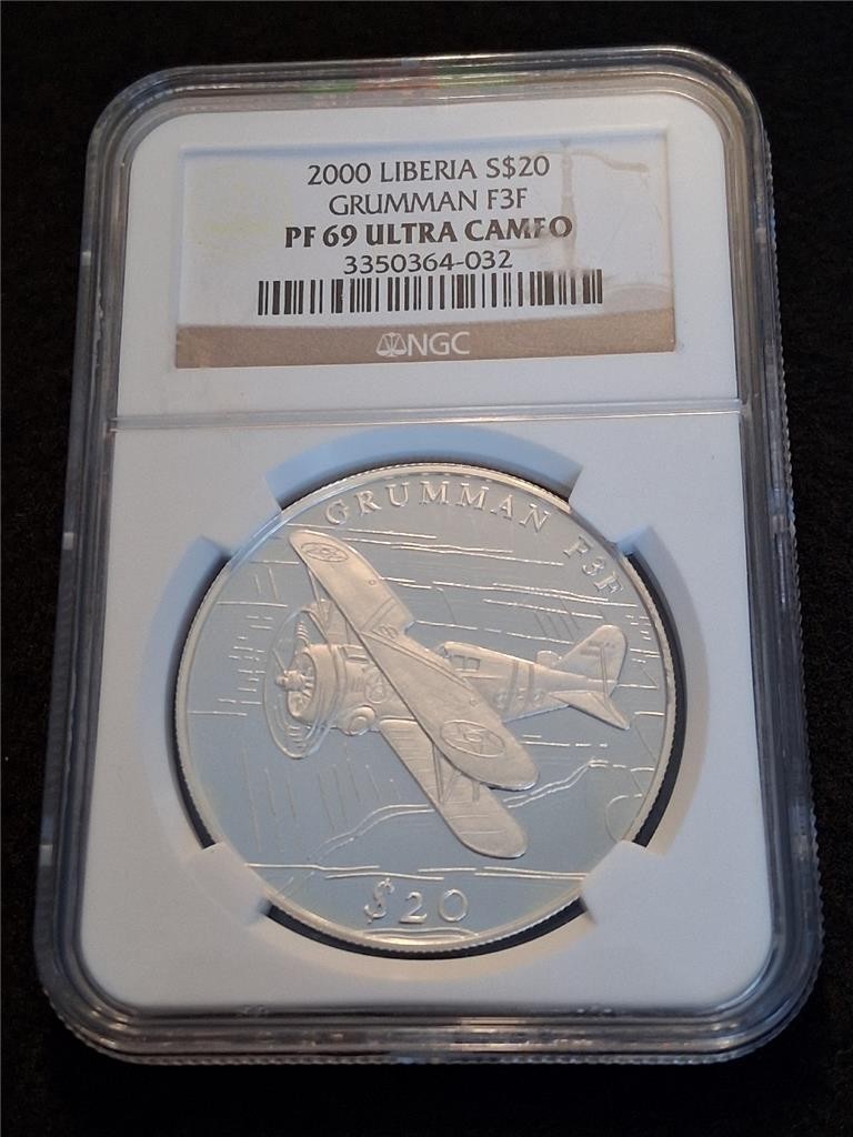 2000 LIBERIA S$20 SILVER NGC PF 69 ULTRA CAMEO GRUMMAN F3F              #MF-0427