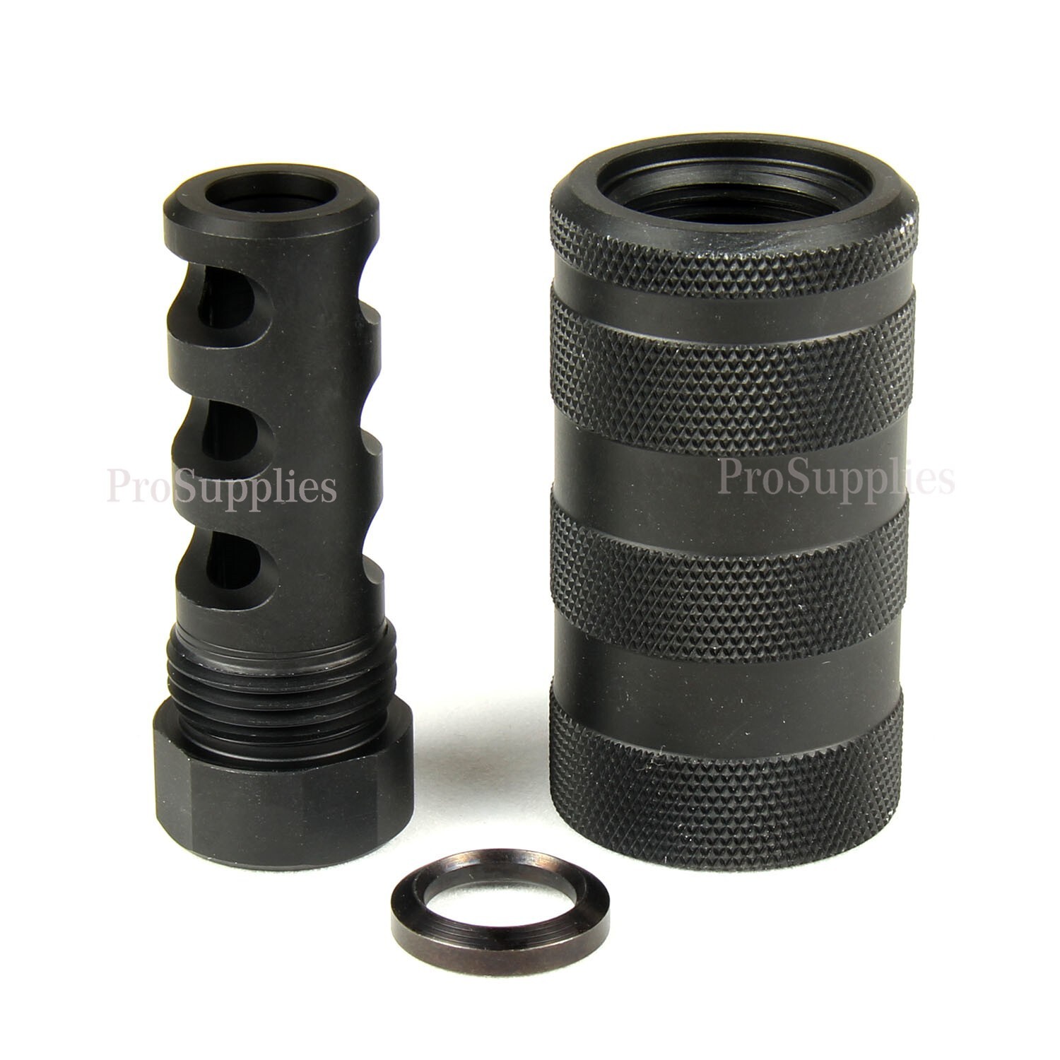 ALL STELL Muzzle Brake 1/2X28 TPI for 9mm + Knurled Forwarder