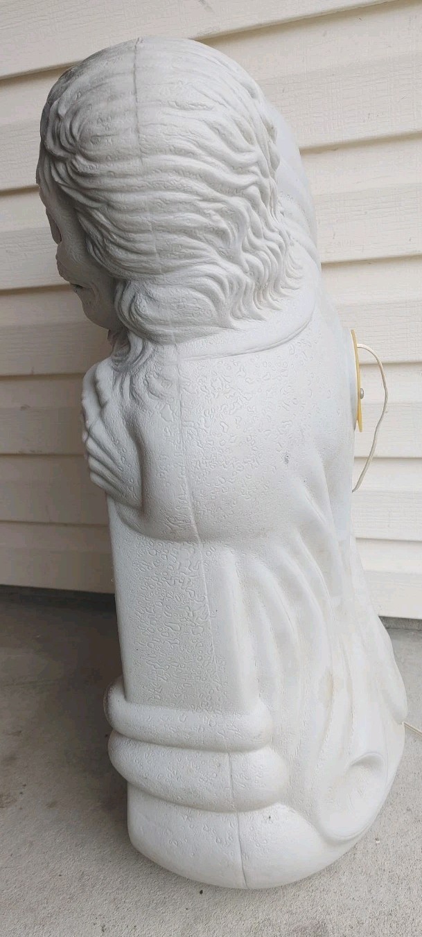 Vintage Halloween Blow Mold Tombstone Gravestone Lighted Trick Or Treat Skeleton