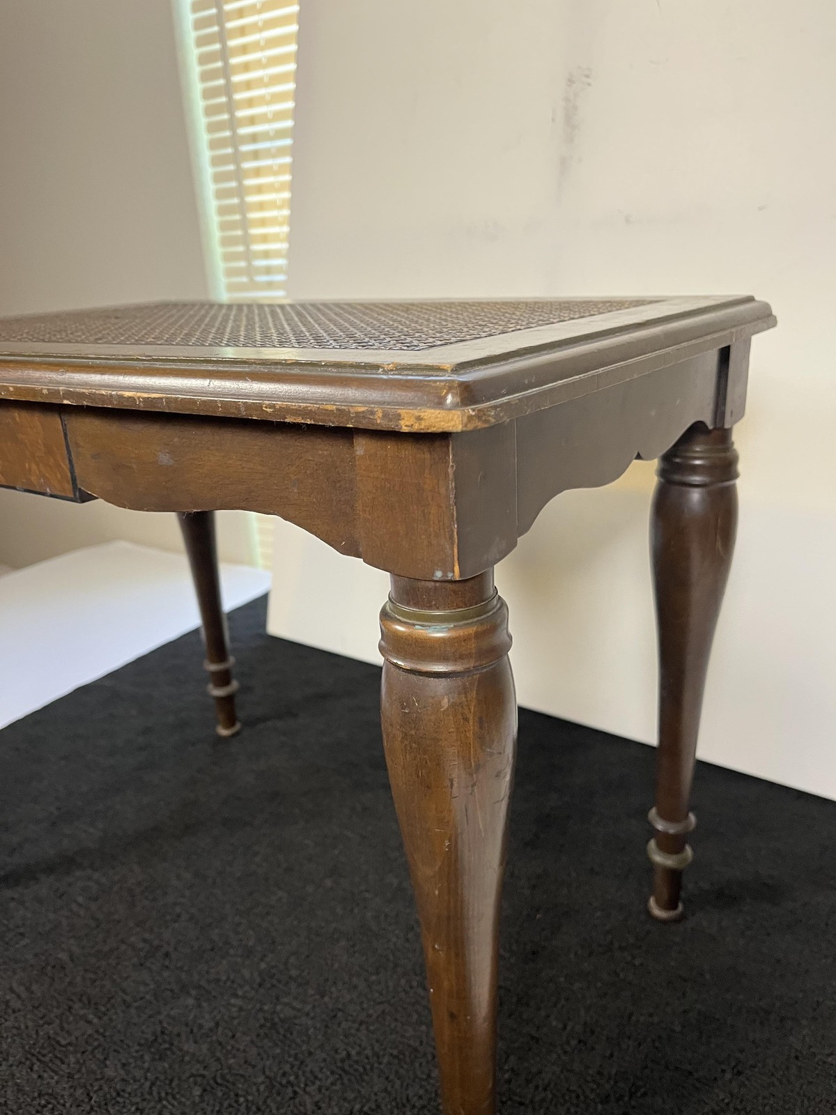 Vintage Estey Cane Top Wood Organ Piano Bench Table Owosso Michigan Brown Seat