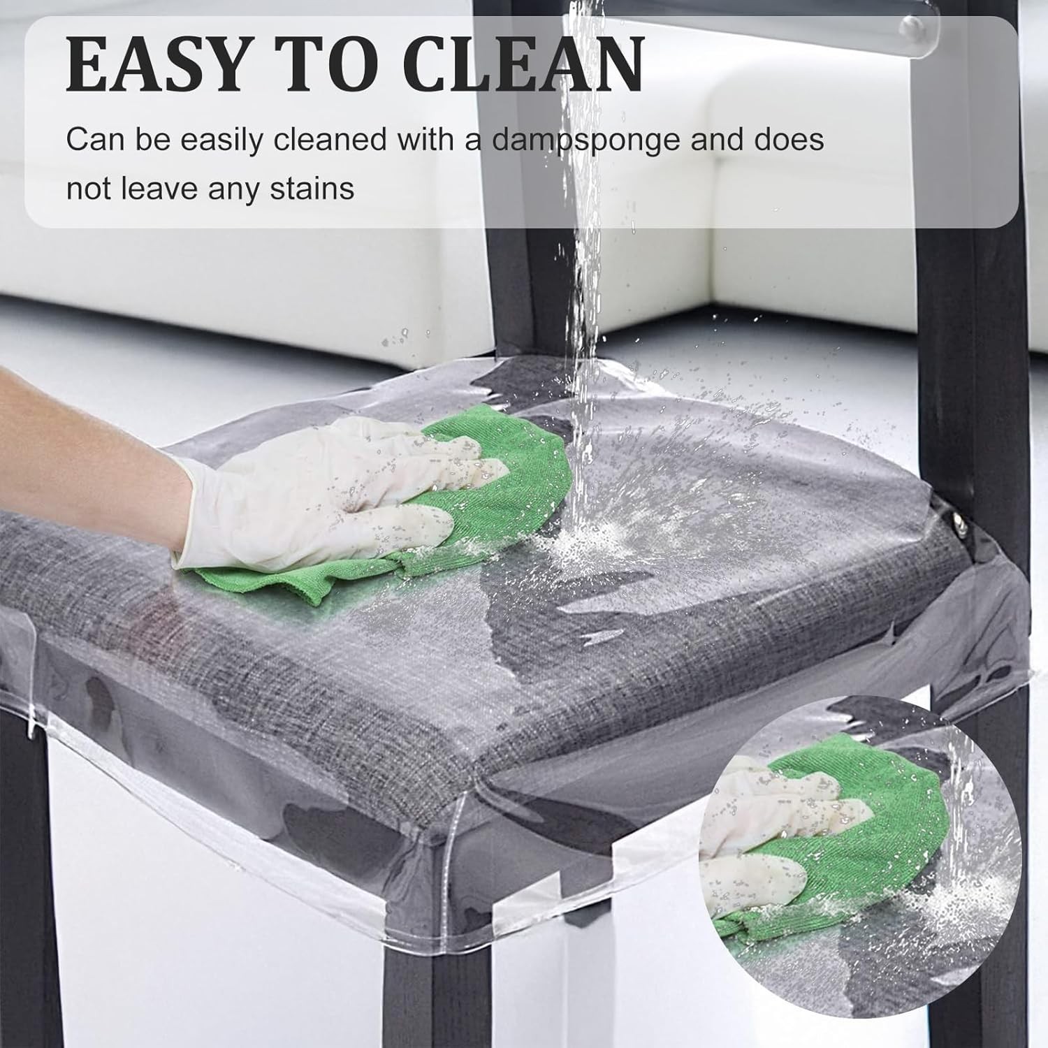 4 Pack Clear Plastic Chair Covers PVC Dining Seat Protectors Adjustable Strap