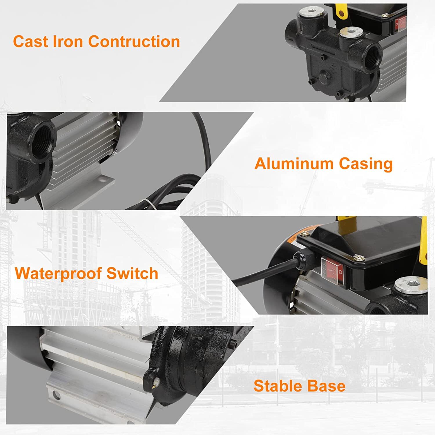 16GPM 550W Oil Diesel Fuel Transfer Pump Self Priming 110V AC 60L/min Oil Pump