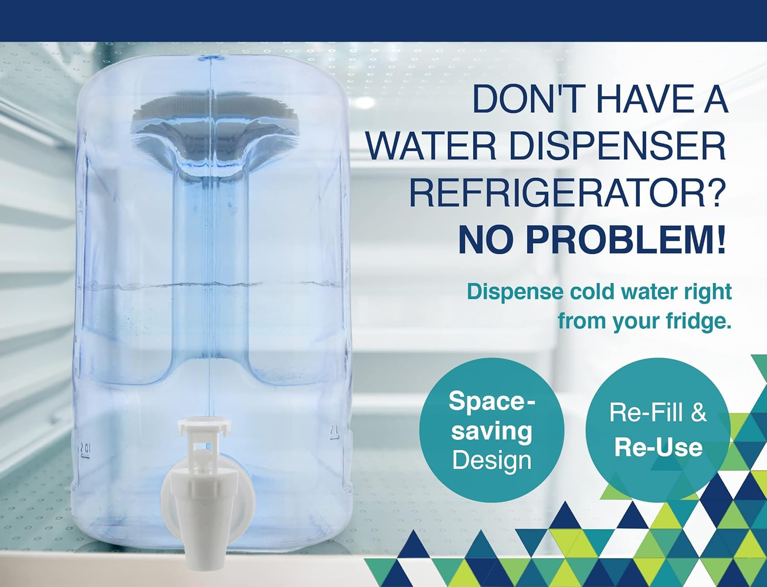 Oasis Drink Dispenser for Fridge, 2.5 Gallon - Plastic Beverage Dispenser with S