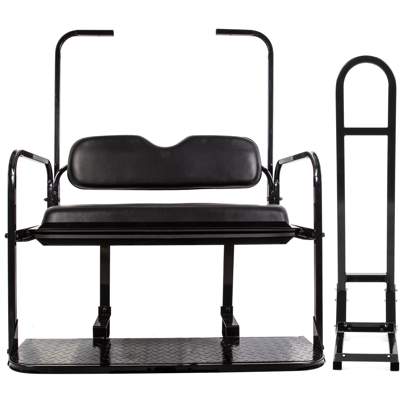 For 1995-UP EZGO TXT Golf Cart Flip Rear Seat Kit W/Roof Support Safety Grab Bar