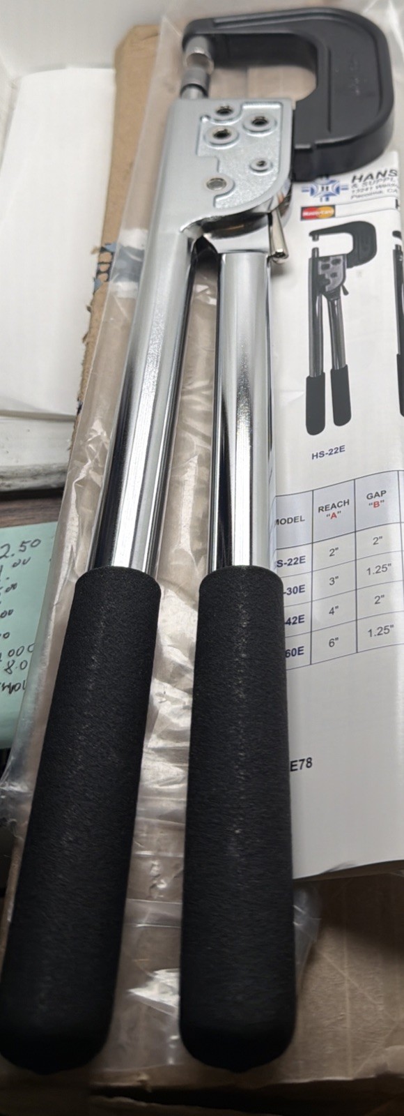 HANSON RIVET Hs-22E Rivet Squeezer,C Style, Steel, 2"×2", Max Rivet Length 1.6"