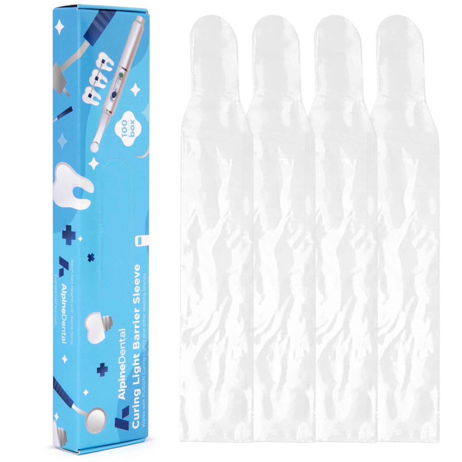 ALPINE DISPOSABLE BARRIER SLEEVES FOR LED CURING LIGHT - 100/PK comp. to Fusion