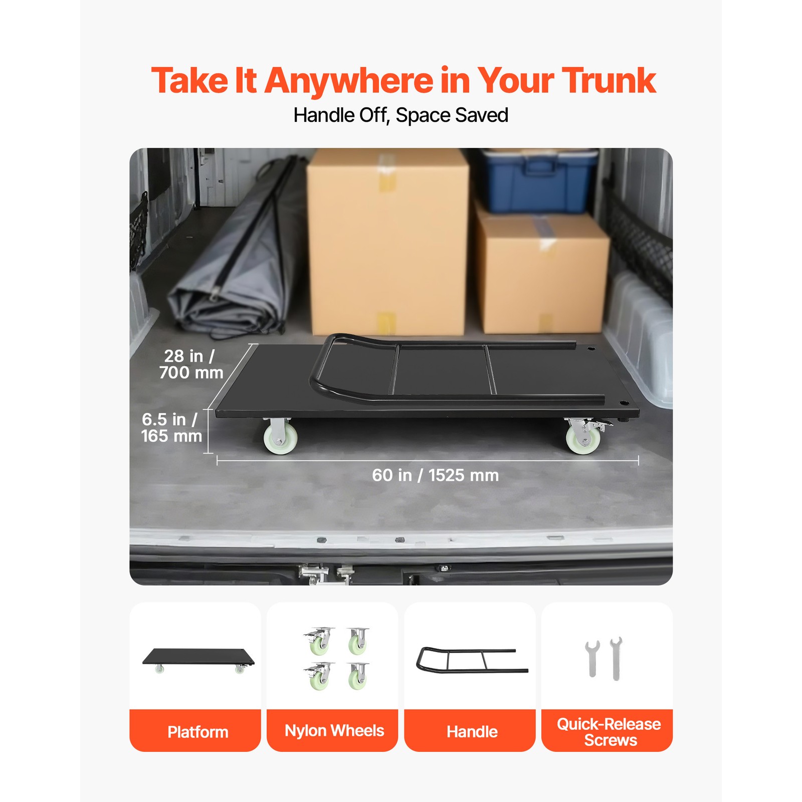 Uimoso Heavy Duty Industrial Platform Cart 2000 lbs Capacity with Wheels