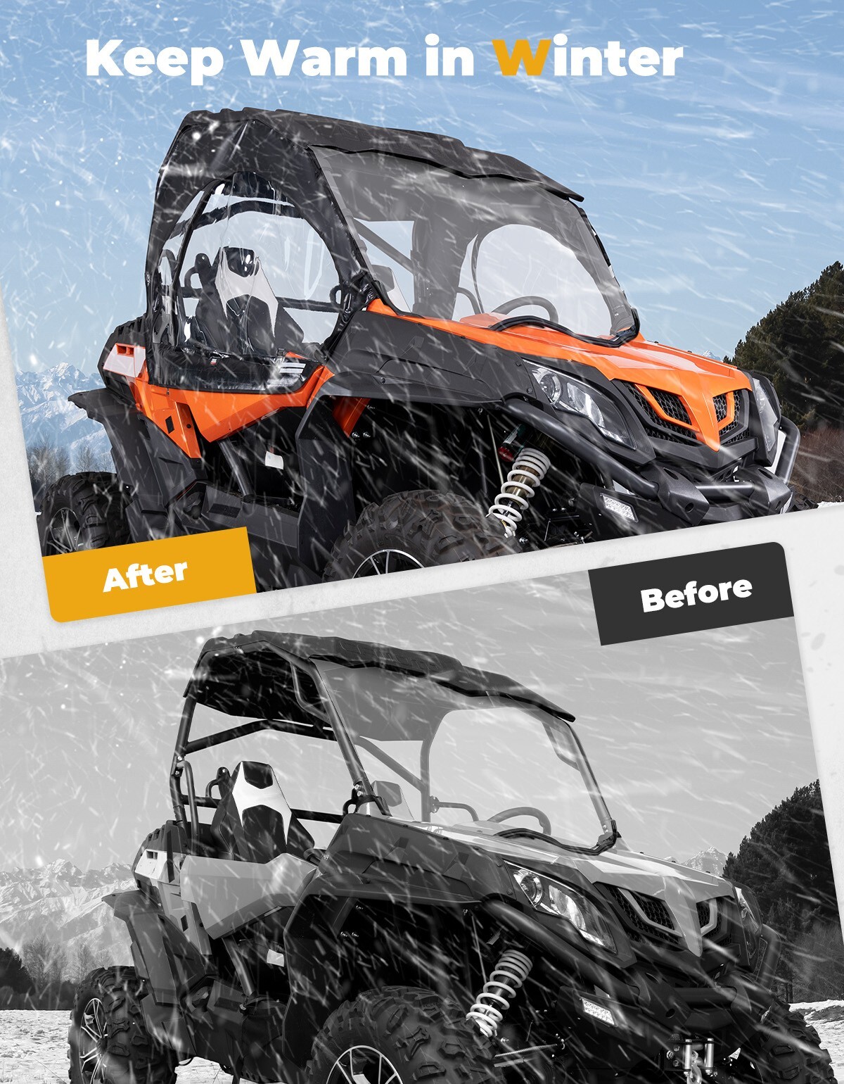 Pair Soft Upper Door w/ Zippered Window for CFMOTO ZFORCE 500/800/1000 2018-2022