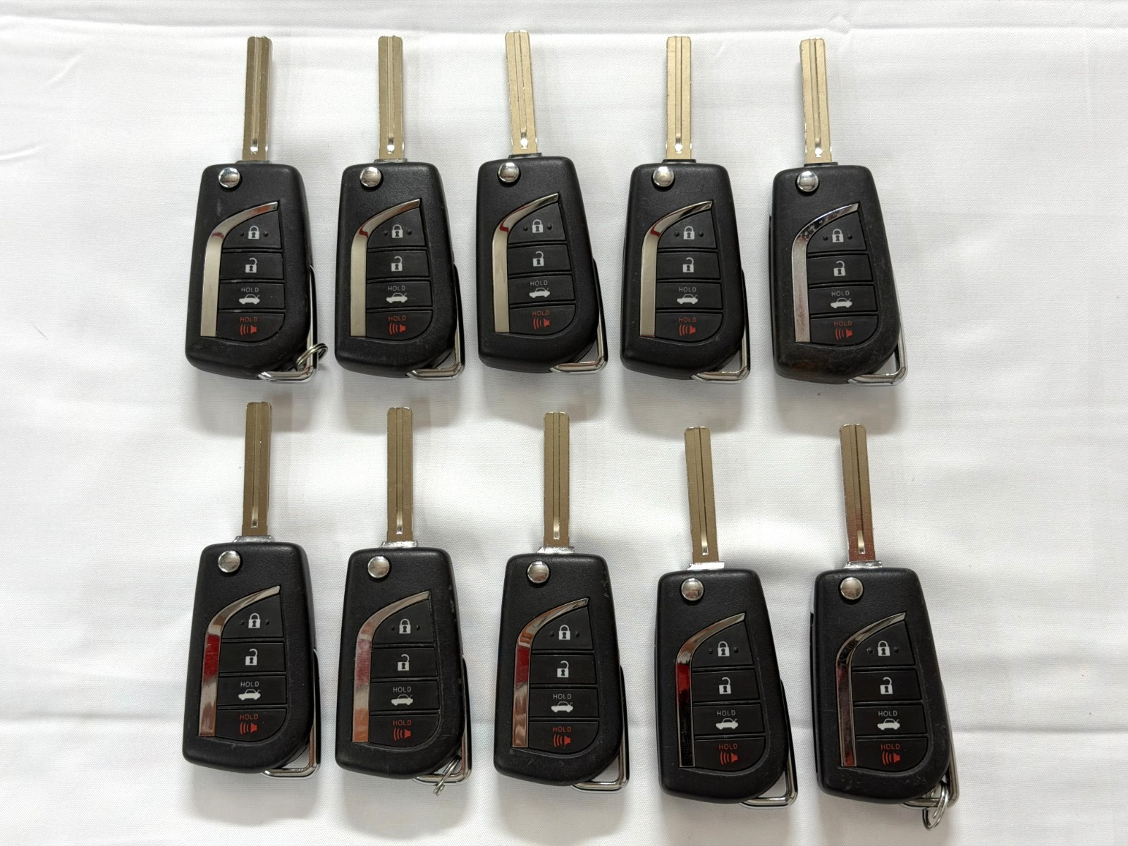 10 BLADED TOYOTA FLIP KEYS 4 BUTTON OEM REMOTE FOBS HYQ12BFB HYQ12BGF
