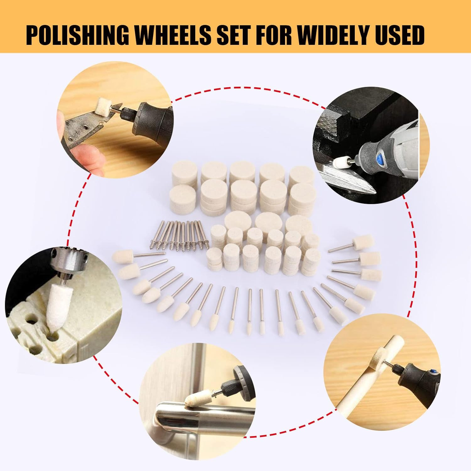 100PCS Polishing Buffing Wheel for Dremel Polishing Kit, Polishing Wheel for Dr