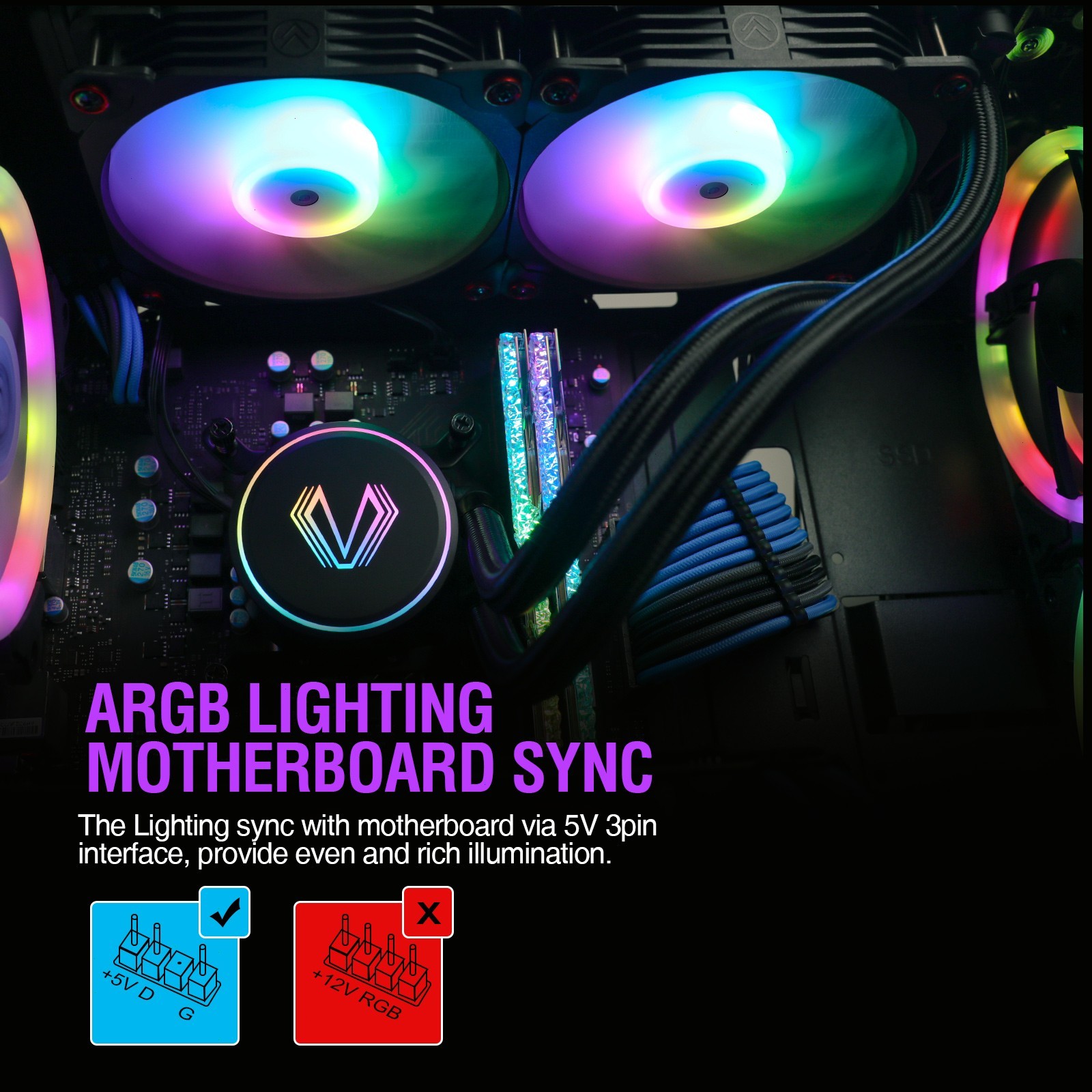 Vetroo V240 240mm AIO Liquid CPU Cooling System, for Intel & AMD - Black